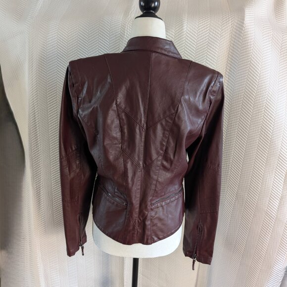 BlankNYC Faux Leather Moto Jacket NWOT Burgundy Oxblood Medium Biker - Picture 3 of 12